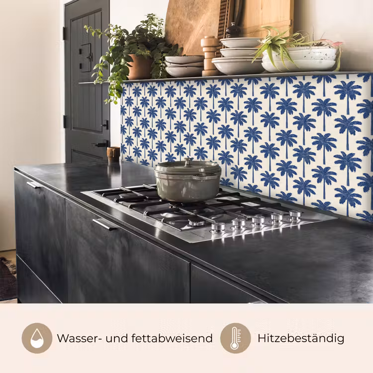 Symmetrisch - Palm - Blauw keuken achterwand 2 middel 871 -usp_DE