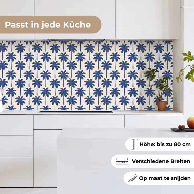Symmetrisch - Palm - Blauw keuken achterwand 2 middel 871 -sfeer4_DE