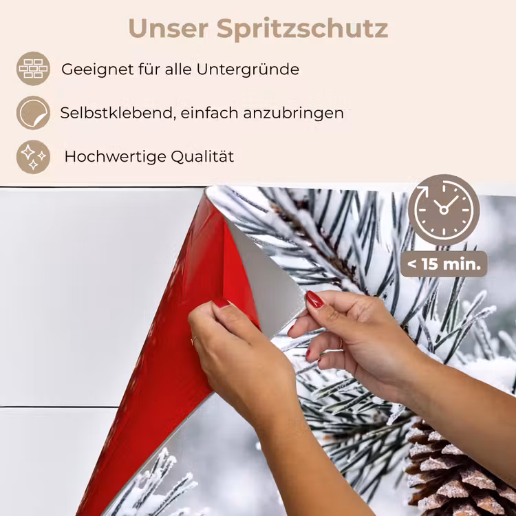 Dennenappel - Tak - Sneeuw - Winter - Sfeervol keuken achterwand spatscherm klein -spatscherm_DE