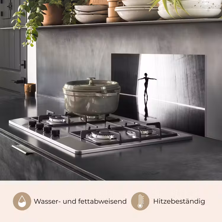 Danser - Silhouette - Kunst - Modern - Zwart-wit keuken achterwand spatscherm klein -usp_DE