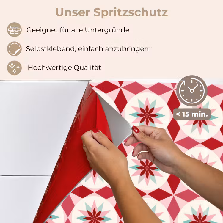 Tegelpatroon - Sterren - Retro - Roze - Mintgroen keuken achterwand spatscherm klein 900 -spatscherm_DE