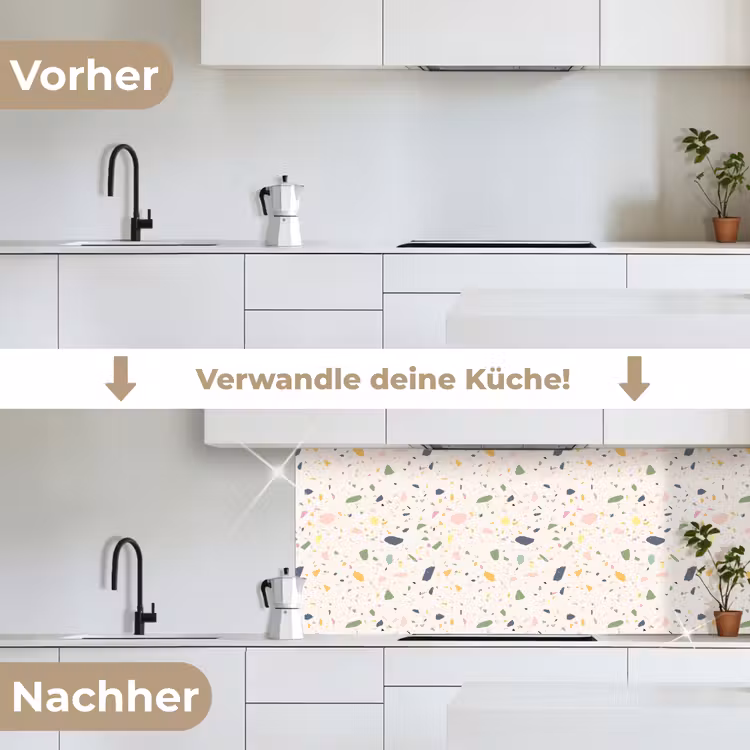 Terrazzo - Patroon - Kleurrijk - Festival keuken achterwand 2 middel 871 -voor-na_DE