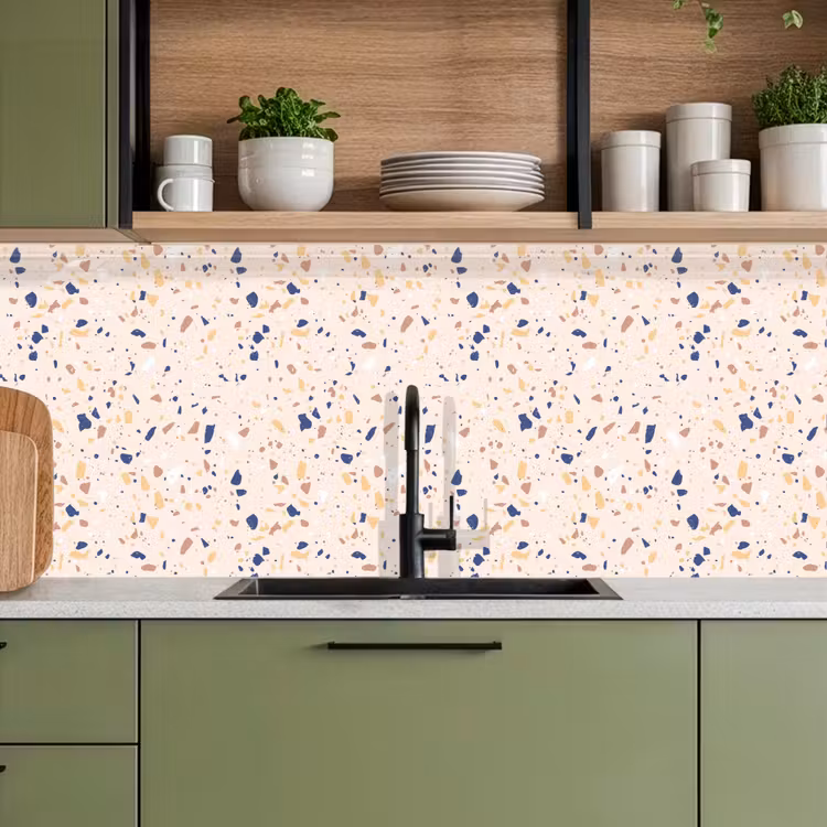 Terrazzo - Patroon - Kleurrijk - Indigo keuken achterwand 2 middel 871 -sfeer3