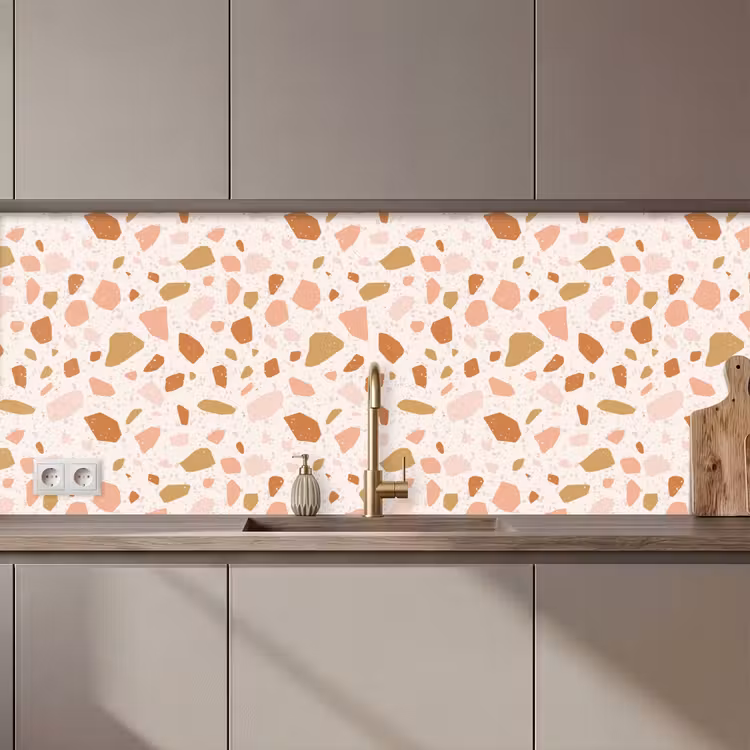 Terrazzo - Patroon - Kleurrijk - Zalm keuken achterwand 2 middel 871 zz_3dshopping
