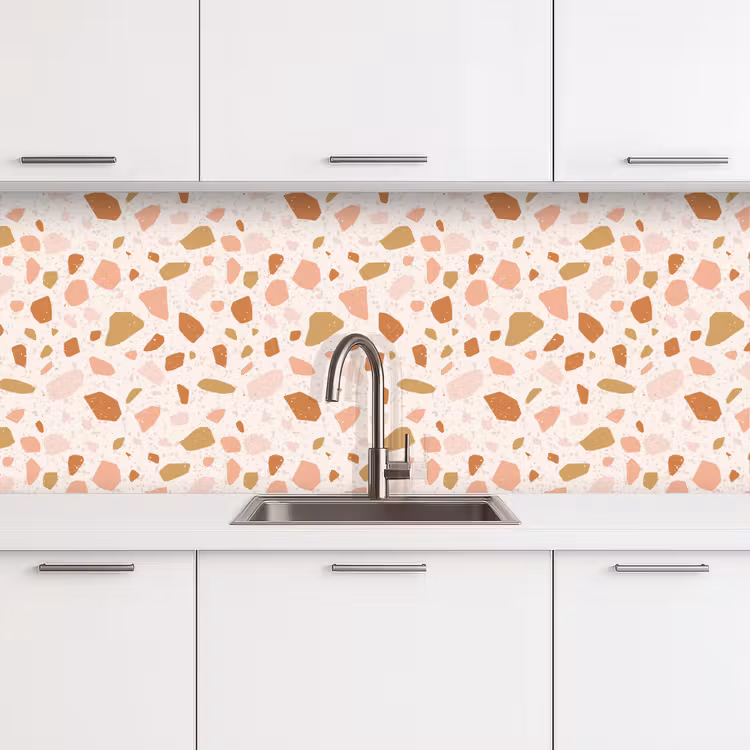 Terrazzo - Patroon - Kleurrijk - Zalm keuken achterwand 2 middel 871 -3d