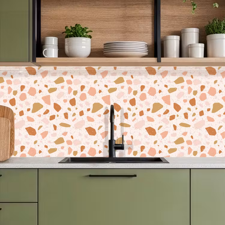 Terrazzo - Patroon - Kleurrijk - Zalm keuken achterwand 2 middel 871 -sfeer3