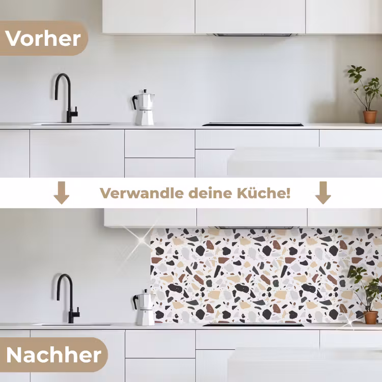 Terrazzo - Patroon - Kleurrijk - Klei keuken achterwand 2 middel 871 -voor-na_DE