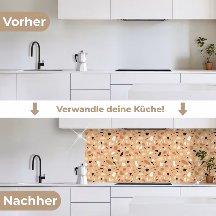Terrazzo - Patroon - Kleurrijk - Oranje keuken achterwand 2 middel 871 -voor-na_DE