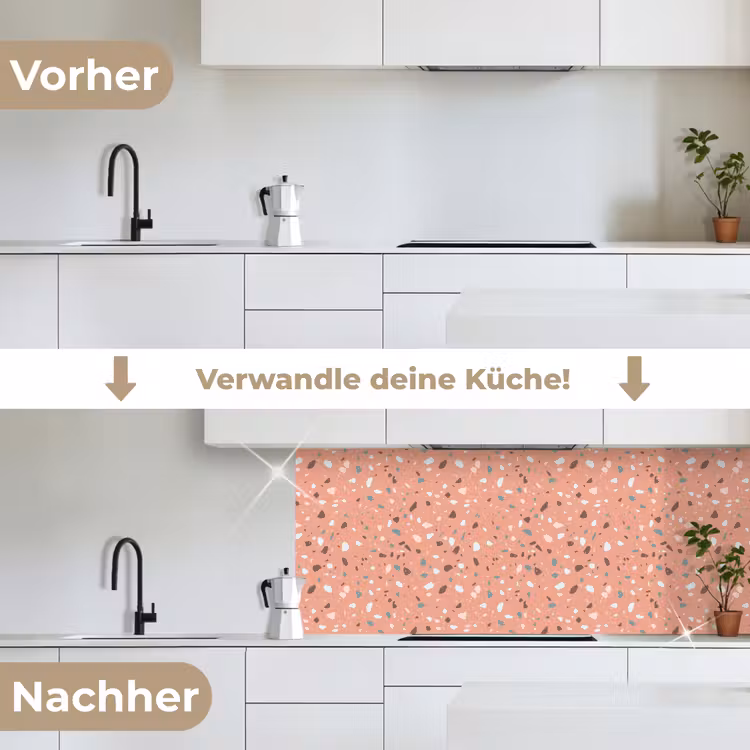 Terrazzo - Patroon - Kleurrijk - Roze - Blauw keuken achterwand 2 middel 871 -voor-na_DE