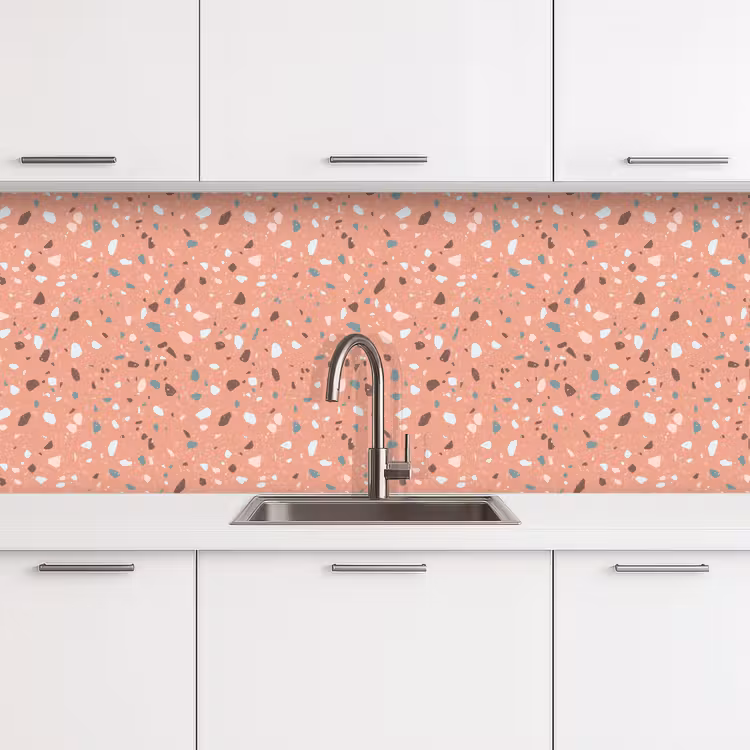 Terrazzo - Patroon - Kleurrijk - Roze - Blauw keuken achterwand 2 middel 871 -3d