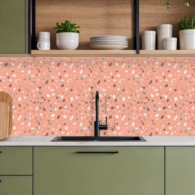 Terrazzo - Patroon - Kleurrijk - Roze - Blauw keuken achterwand 2 middel 871 -sfeer3