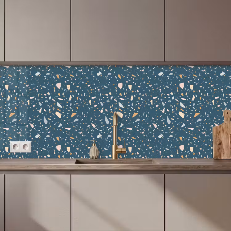 Terrazzo - Patroon - Kleurrijk - Diep blauw keuken achterwand 2 middel 871 zz_3dshopping