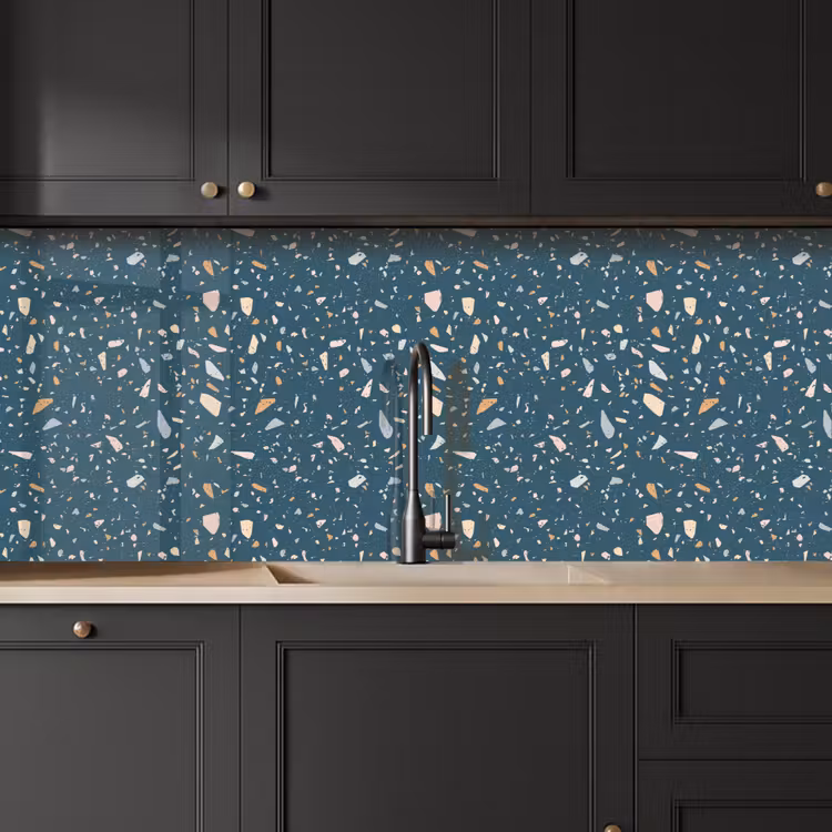 Terrazzo - Patroon - Kleurrijk - Diep blauw keuken achterwand 2 middel 871 -sfeer1