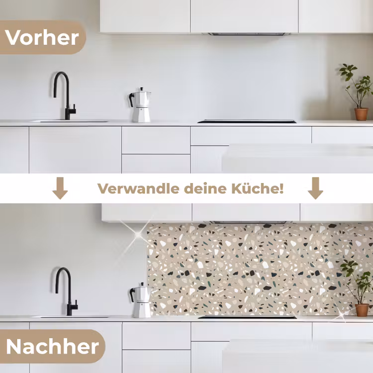 Terrazzo - Patroon - Groen keuken achterwand 2 middel 871 -voor-na_DE