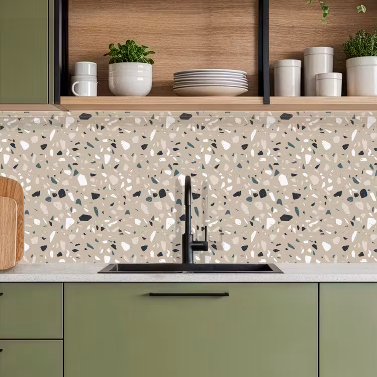 Terrazzo - Patroon - Groen keuken achterwand 2 middel 871 -sfeer3