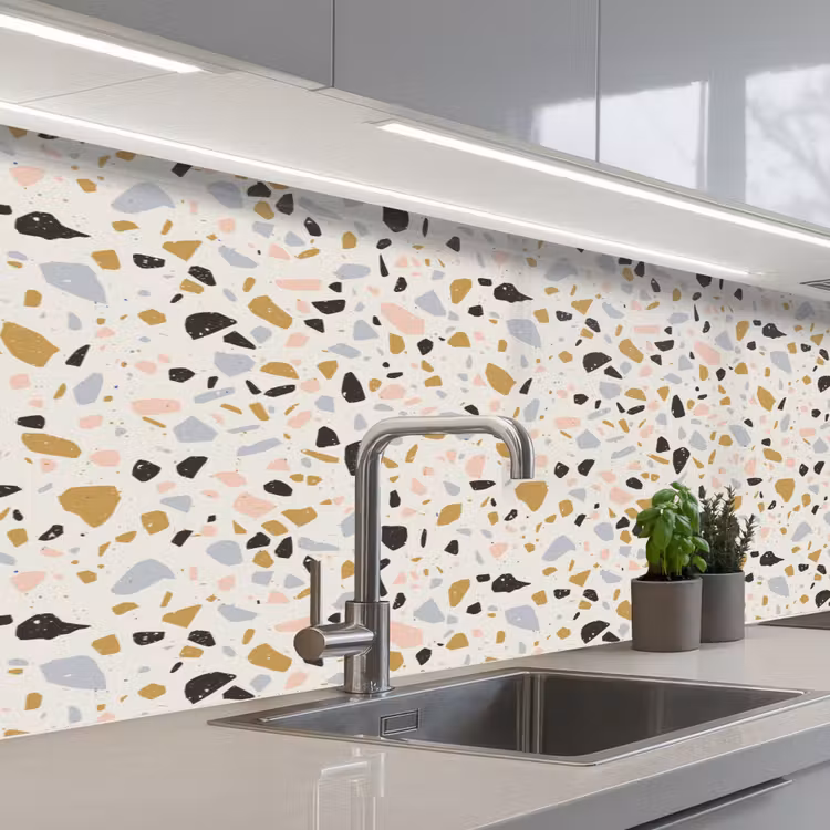 Terrazzo - Patroon - Neutraal - Zacht - Multi keuken achterwand 2 middel 871 -3d_schuin