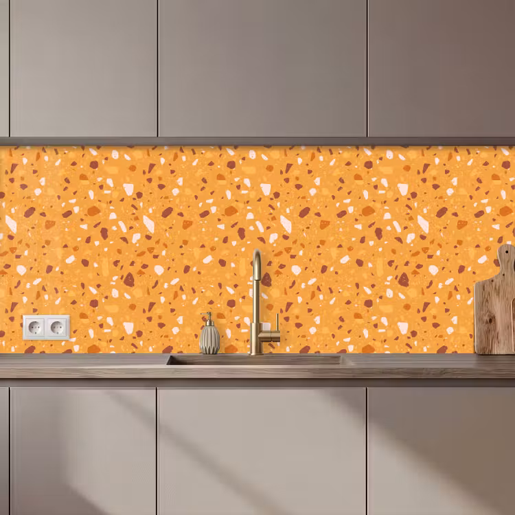 Terrazzo - Patroon - Okergeel keuken achterwand 2 middel 871 zz_3dshopping