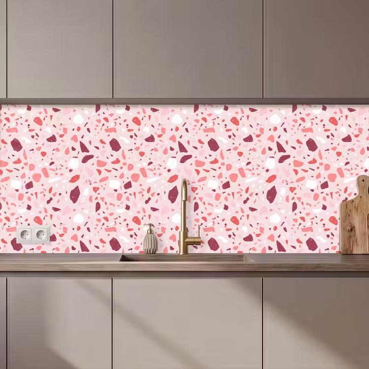 Terrazzo - Patroon - Roze keuken achterwand 2 middel 871 zz_3dshopping