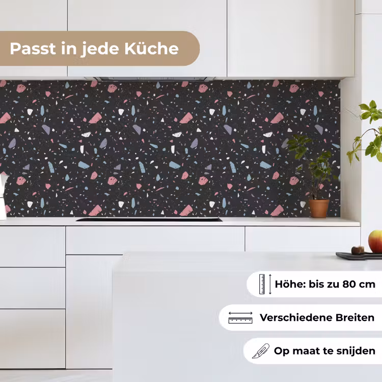 Terrazzo - Patroon - Zwart - Zacht keuken achterwand 2 middel 871 -sfeer4_DE