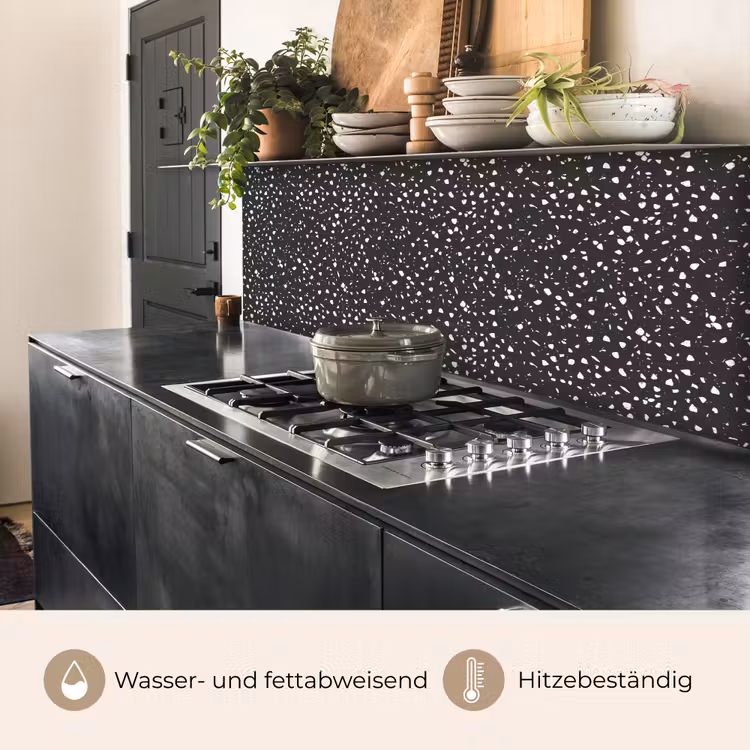 Terrazzo - Patroon - Zwart - Wit keuken achterwand 2 middel 871 -usp_DE