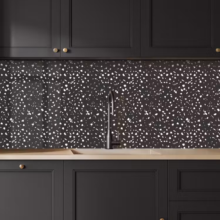 Terrazzo - Patroon - Zwart - Wit keuken achterwand 2 middel 871 -sfeer1