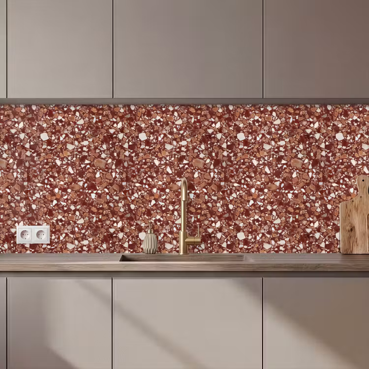 Terrazzo - Patroon - Steentextuur - Roodbruin keuken achterwand 2 middel 871 zz_3dshopping