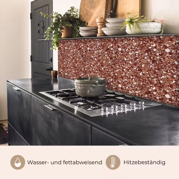 Terrazzo - Patroon - Steentextuur - Roodbruin keuken achterwand 2 middel 871 -usp_DE