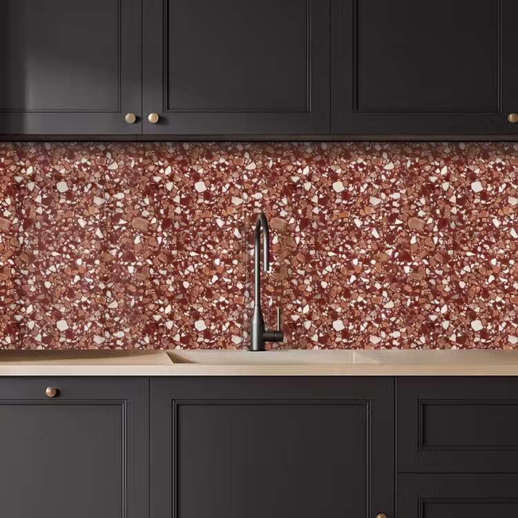 Terrazzo - Patroon - Steentextuur - Roodbruin keuken achterwand 2 middel 871 -sfeer1