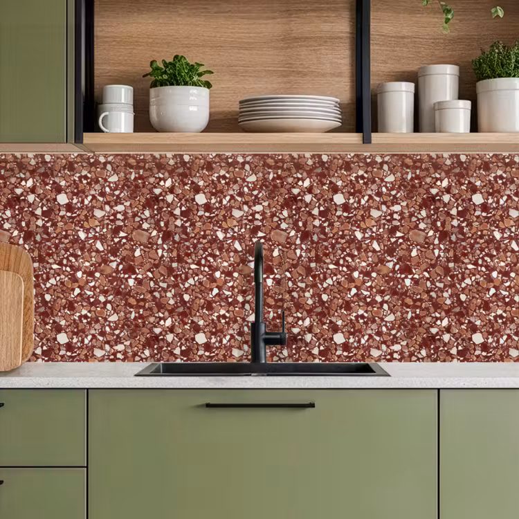Terrazzo - Patroon - Steentextuur - Roodbruin keuken achterwand 2 middel 871 -sfeer3
