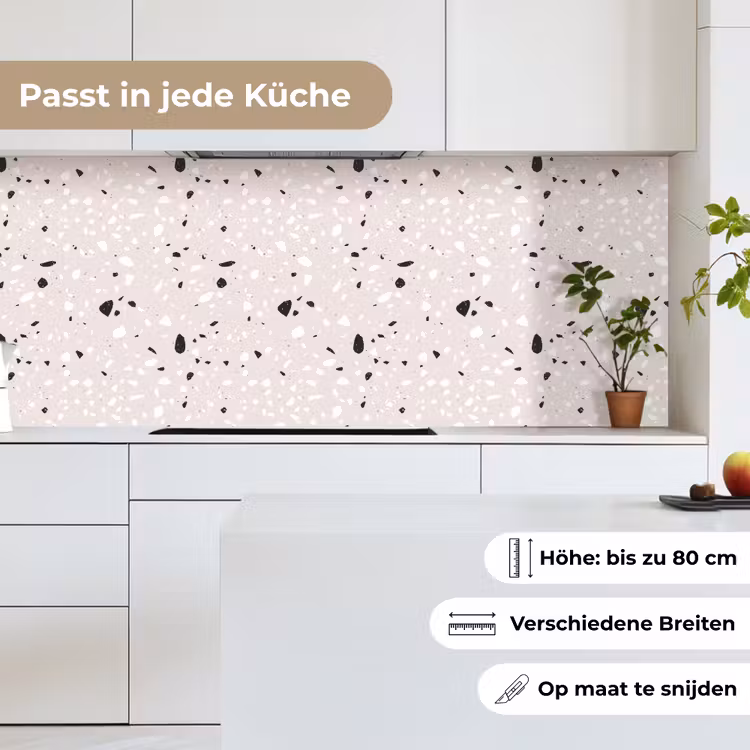 Terrazzo - Patroon - Zacht - Zwart - Wit keuken achterwand 2 middel 871 -sfeer4_DE