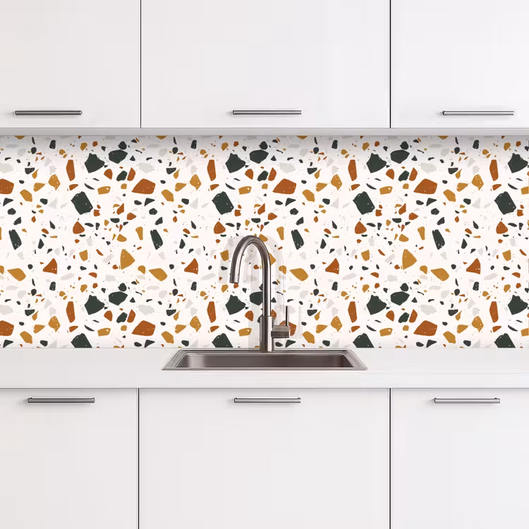Terrazzo - Patroon - Wit - Terra keuken achterwand 2 middel 871 -3d