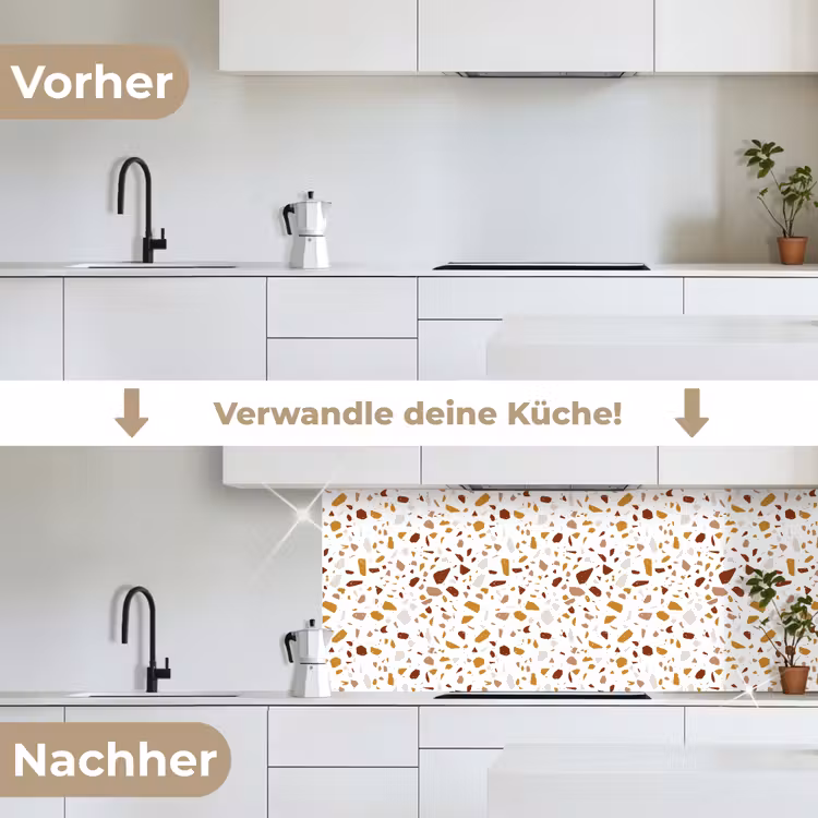 Terrazzo - Patroon - Wit - Urban keuken achterwand 2 middel 871 -voor-na_DE