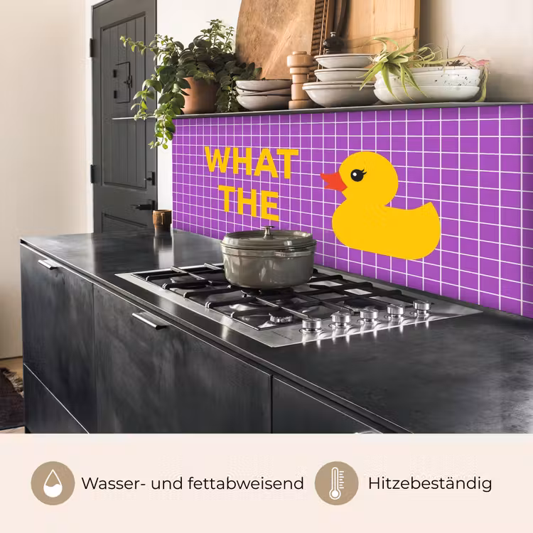 Tekst - Eend - Paars keuken achterwand 2 middel -usp_DE