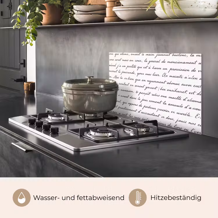 Tekst - Handschrift - Klassiek - ZwartWit keuken achterwand spatscherm klein -usp_DE