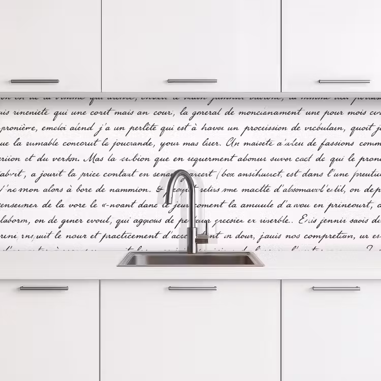 Tekst - Handschrift - Klassiek - ZwartWit keuken achterwand 2 middel -3d