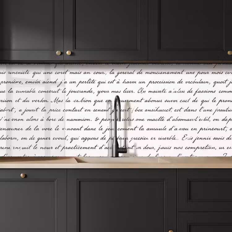 Tekst - Handschrift - Klassiek - ZwartWit keuken achterwand 2 middel -sfeer1