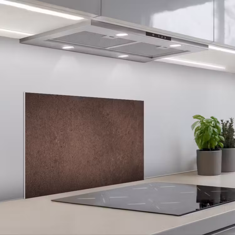 Textuur - Beton - Abstract - Donker - Bruin keuken achterwand spatscherm klein -3d_schuin