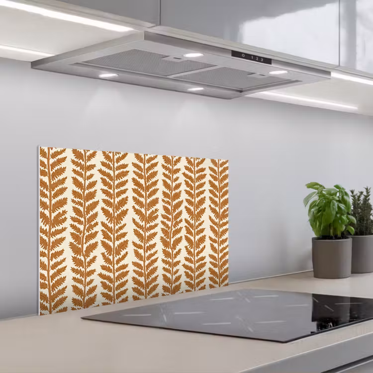 Textuur - Bladeren - Oker keuken achterwand spatscherm klein 900 -3d_schuin