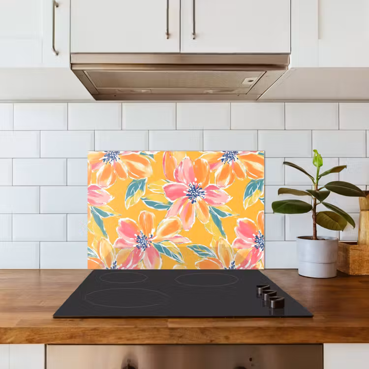 Textuur - Bloemen - Kleurrijk keuken achterwand spatscherm klein 900 -sfeer2