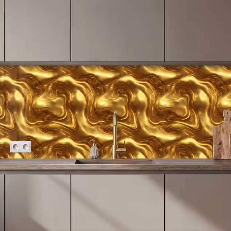 Textuur - Vloeibaar - Organisch - Goud keuken achterwand 2 middel 871 zz_3dshopping