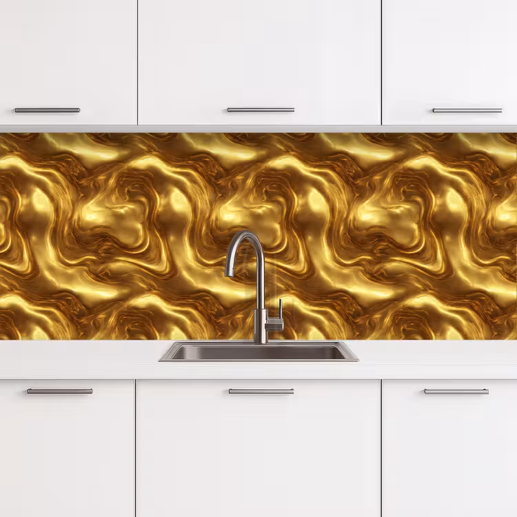 Textuur - Vloeibaar - Organisch - Goud keuken achterwand 2 middel 871 -3d