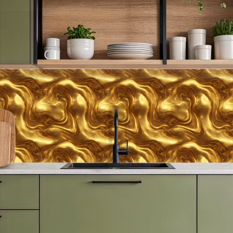 Textuur - Vloeibaar - Organisch - Goud keuken achterwand 2 middel 871 -sfeer3