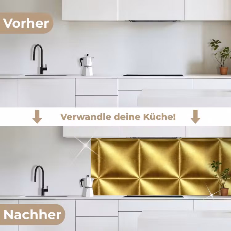 Textuur - Geborsteld Goud - Industrieel - Metallic keuken achterwand 2 middel 871 -voor-na_DE