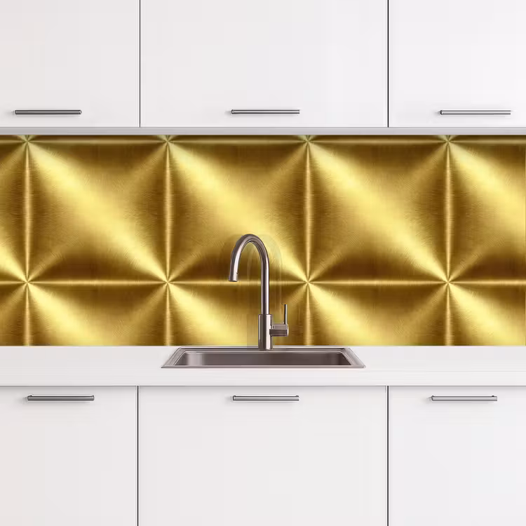 Textuur - Geborsteld Goud - Industrieel - Metallic keuken achterwand 2 middel 871 -3d