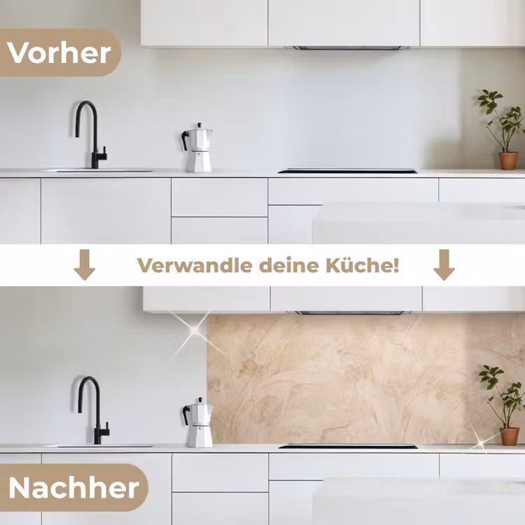 Textuur - Patroon - Abstract - Modern - Beige keuken achterwand 2 middel -voor-na_DE