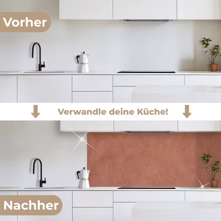 Textuur - Roodbruin - Grof - Modern keuken achterwand 2 middel -voor-na_DE