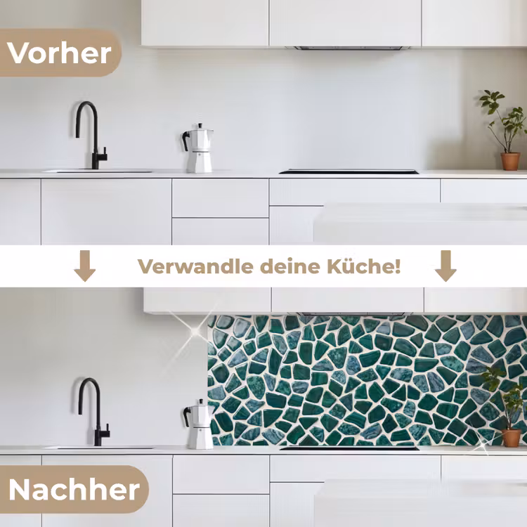 Textuur - Steen - Groen - Abstract - Patroon keuken achterwand 2 middel -voor-na_DE