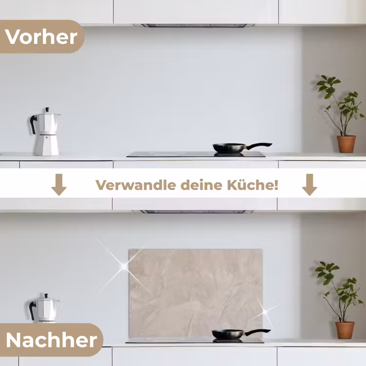 Textuur - Wand - Modern - Beige - Abstract keuken achterwand spatscherm klein -voor_na_DE
