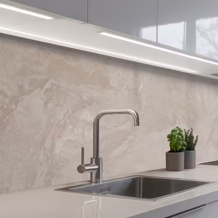Textuur - Wand - Modern - Beige - Abstract keuken achterwand 2 middel -3d_schuin