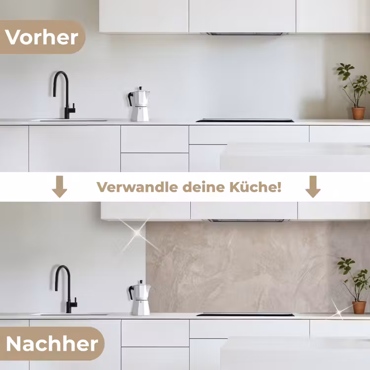 Textuur - Wand - Modern - Beige - Abstract keuken achterwand 2 middel -voor-na_DE